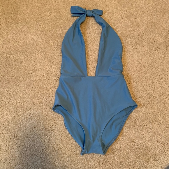 aerie Other - aerie Cross Front One Piece Swimsuit- Light Blue
